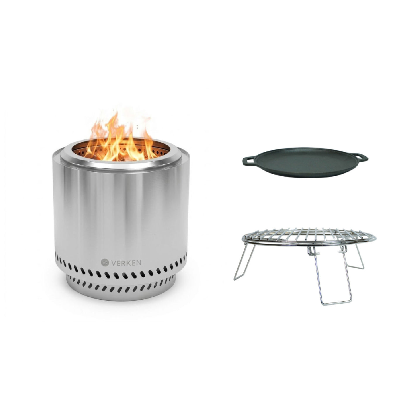 Pack Parrillero Brasero Sin Humo L 50cm Metal + Accesorio