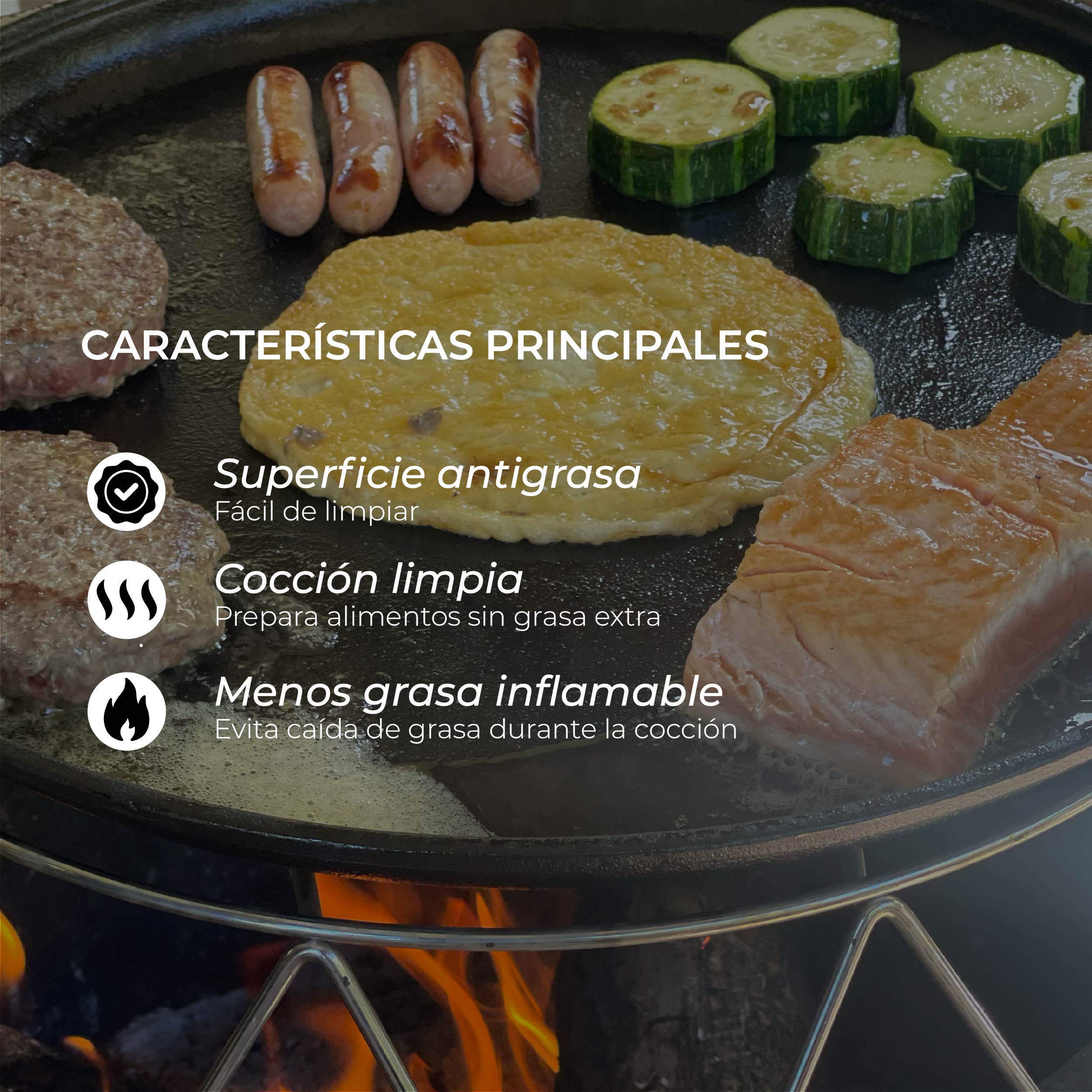 Plancha Fierro Fundido Universal  Brasero Sin Humo S