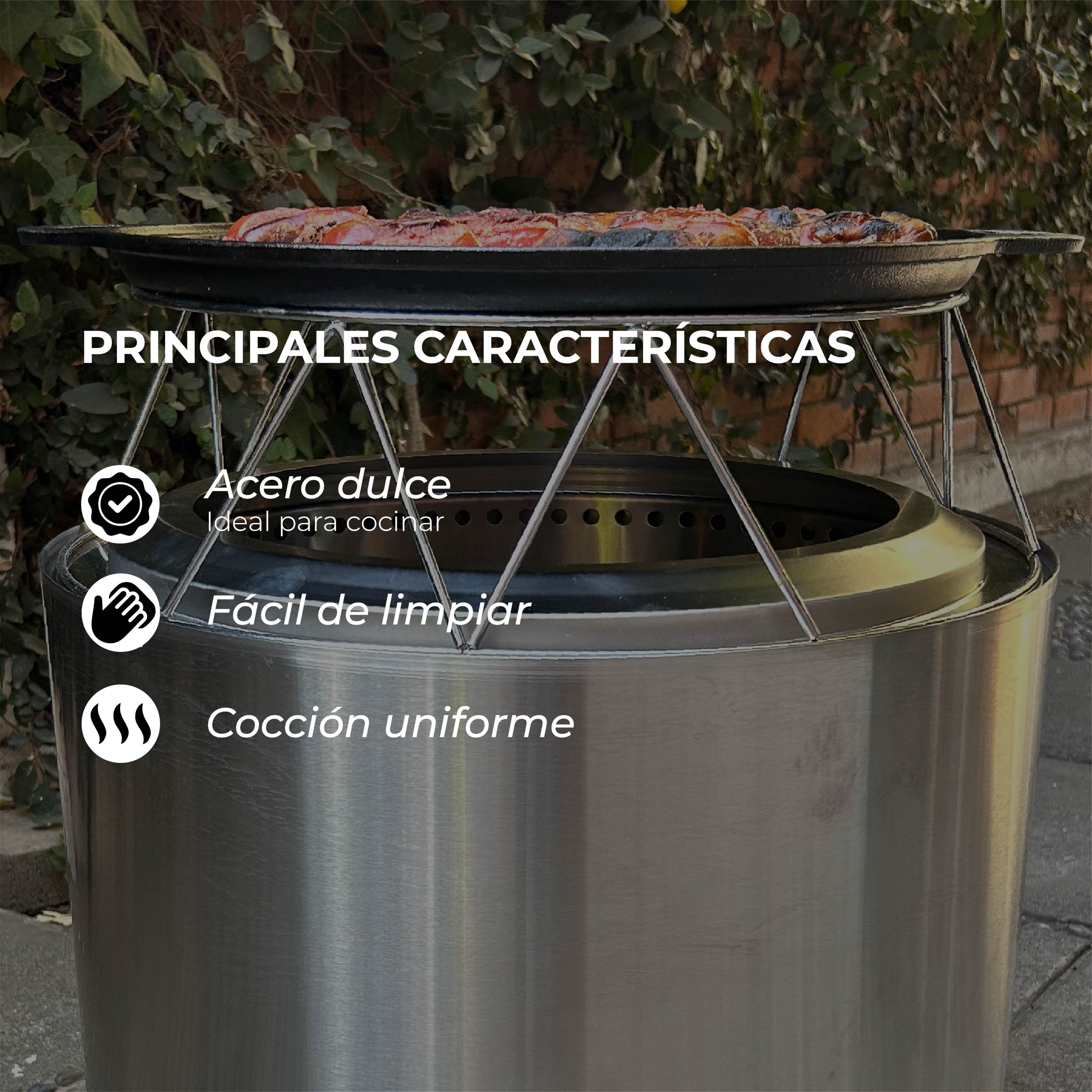 Plancha Fierro Fundido Universal  Brasero Sin Humo S
