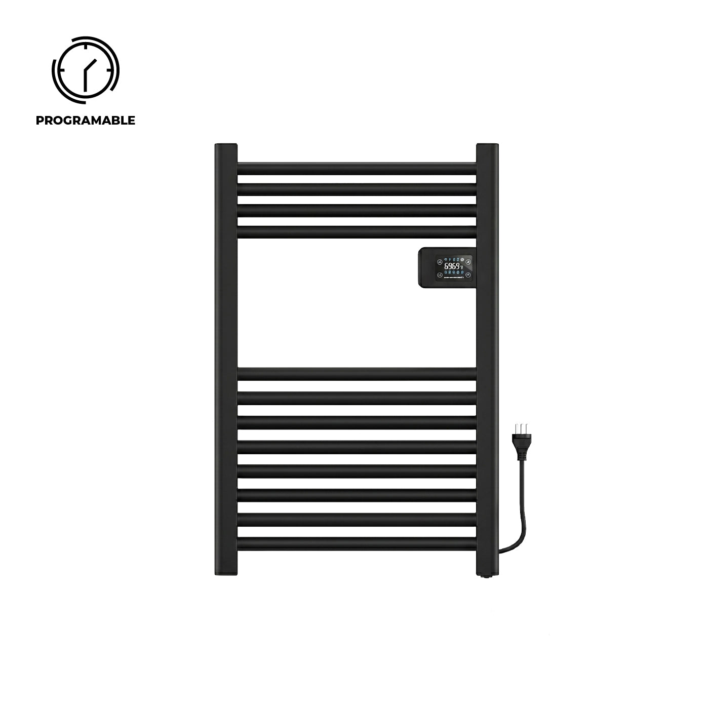 Calefactor Secador de Toalla Eléctrico para Baño 250W Mural 70cm x 40cm Salerno Negro