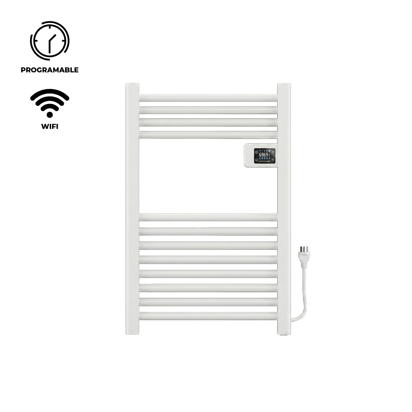 Calefactor Secador de Toalla Eléctrico para Baño 250W Mural 70cm x 40cm Siena Blanco
