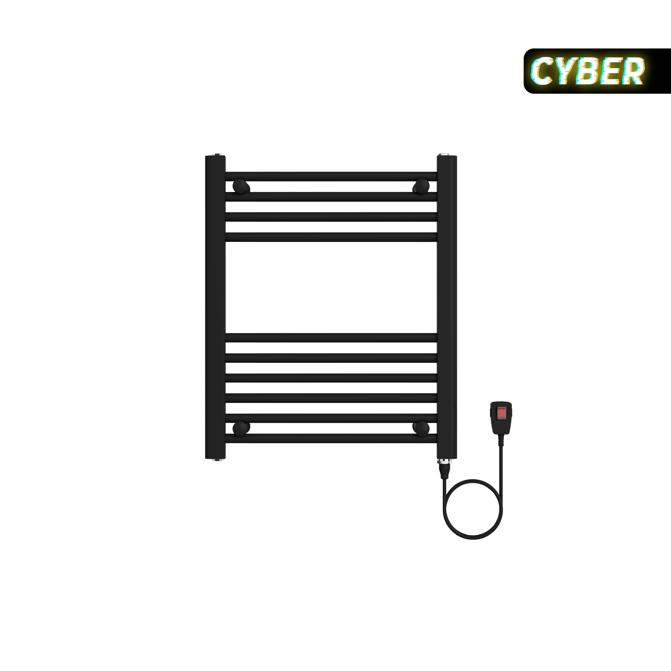 Calefactor Secador de Toallas Eléctrico para Baño 200W Mural 60x50 cm Lipari Negro