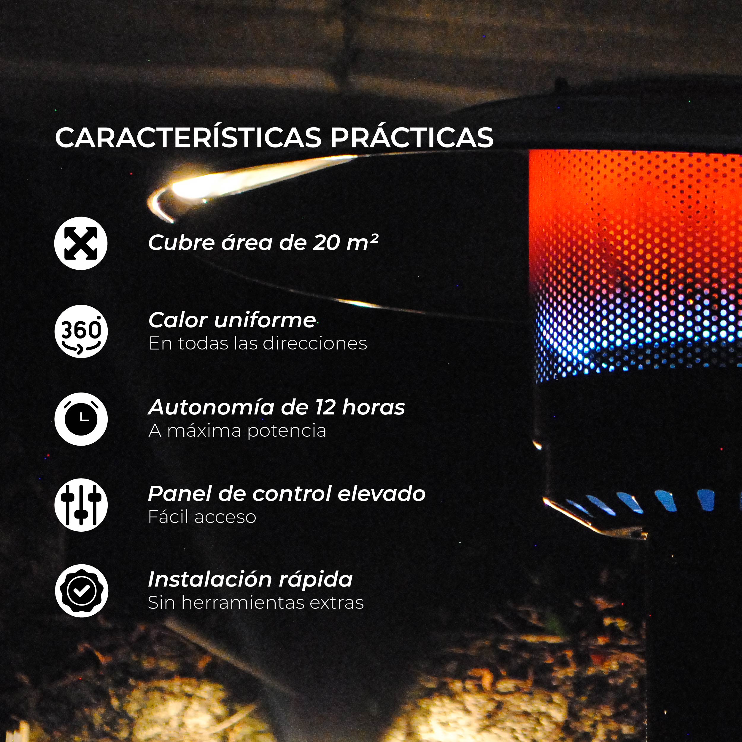 Estufa Exterior Gas Svart Pro - Negro | Calefactor Gas para Terrazas y Patios