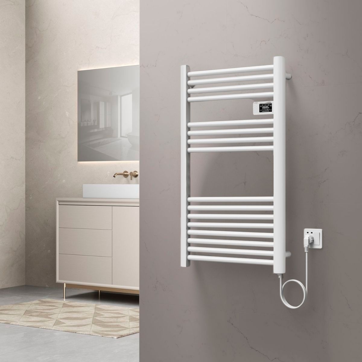 Calefactor Secador de Toallas Programable 500 w Mural 88x54 cm Vesubio Blanco