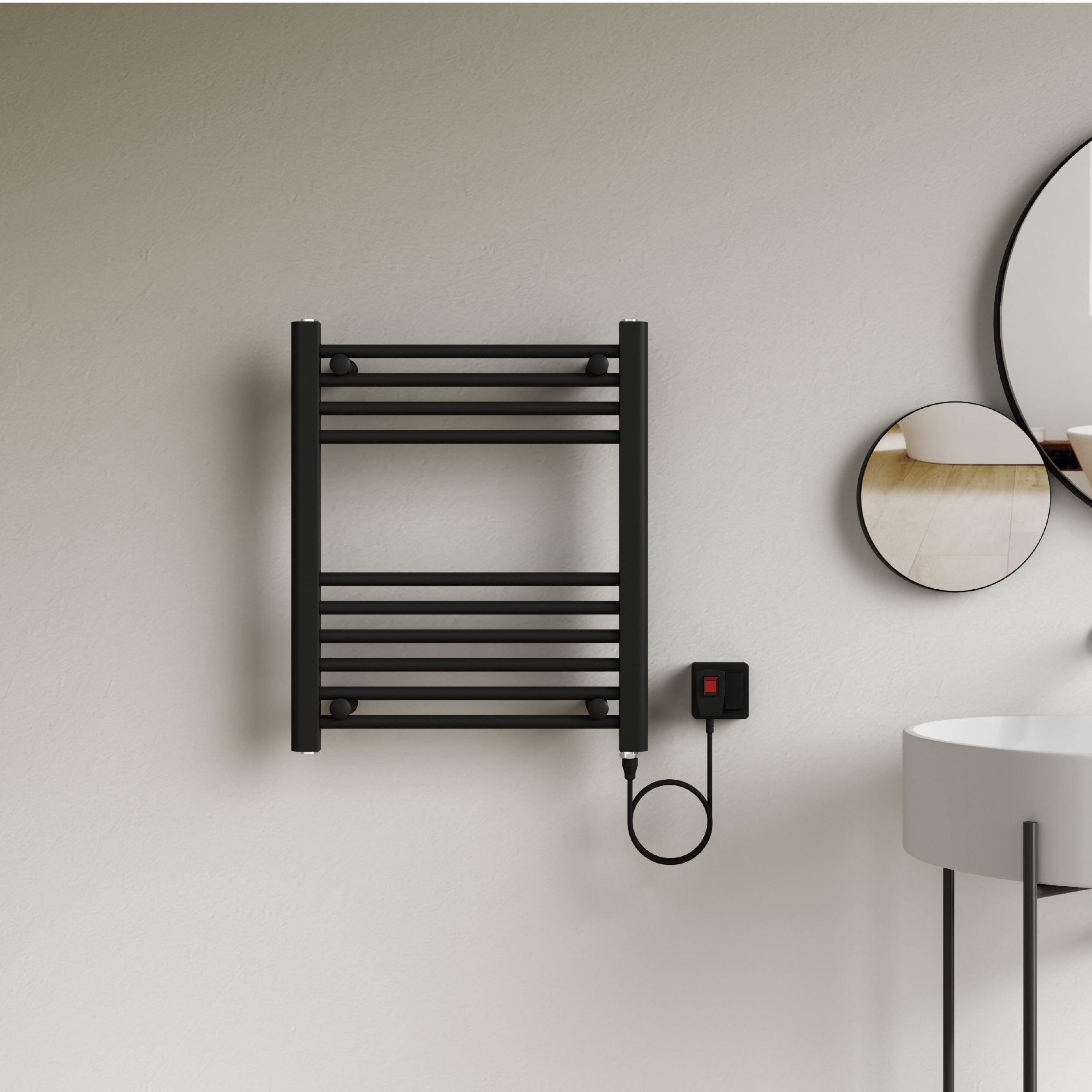 Calefactor Secador de Toallas Eléctrico para Baño 200W Mural 60x50 cm Lipari Negro