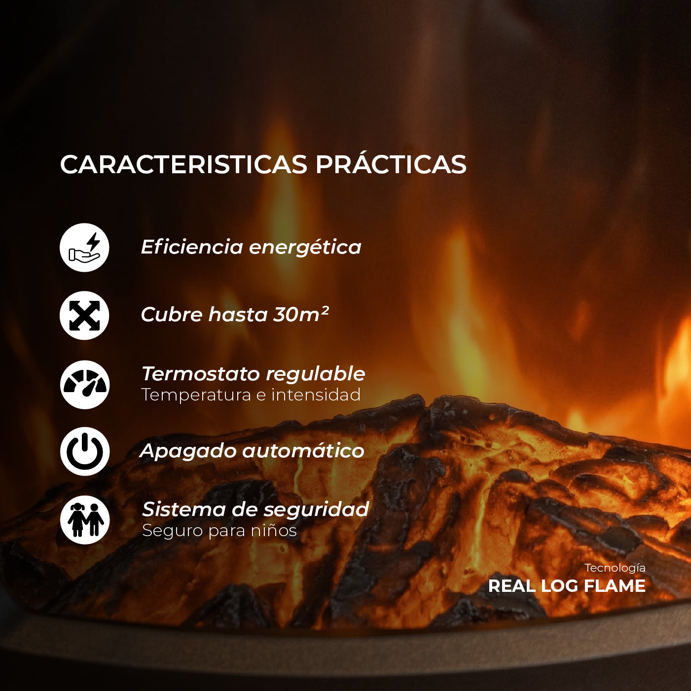 Calefactor Chimenea Eléctrica Vulkan 2000W