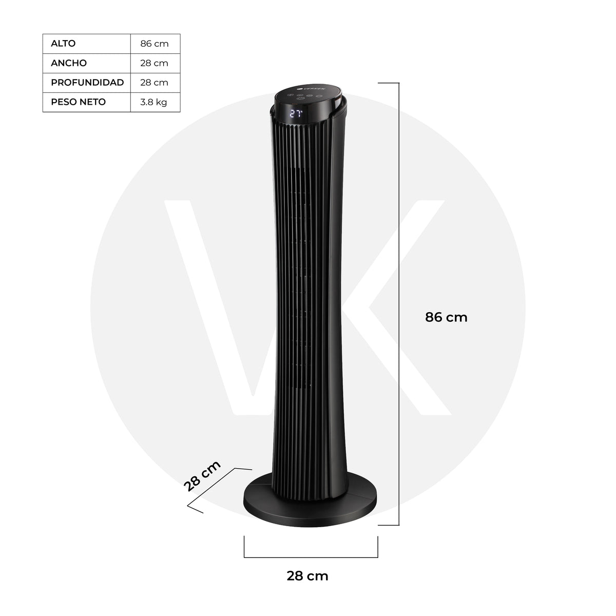 Ventilador de Torre 86 cm Boreal - 3 Velocidades + Control Remoto