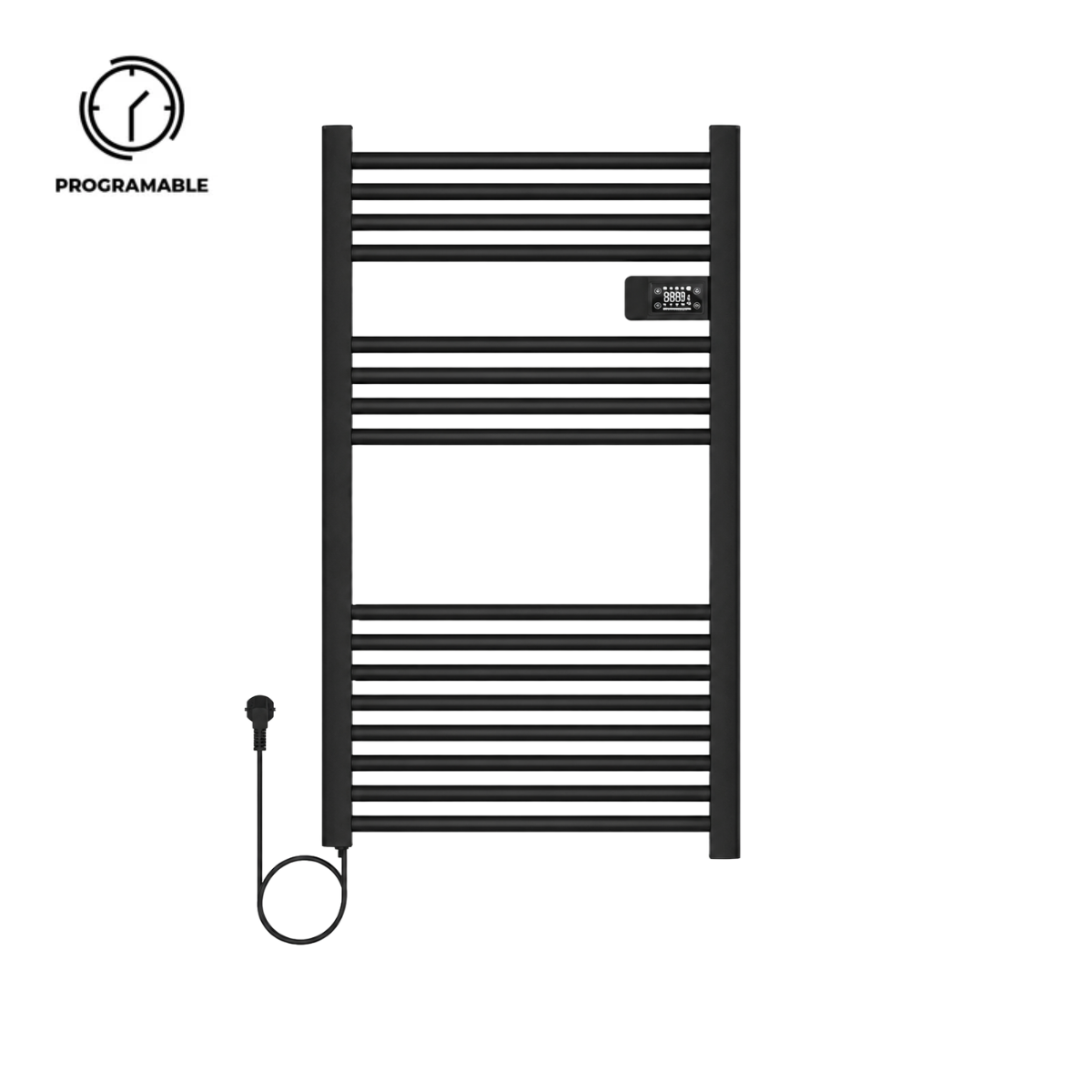 Calefactor Secador de Toallas Eléctrico para Baño Programable 500 w Mural 88x54 cm Vesubio Negro