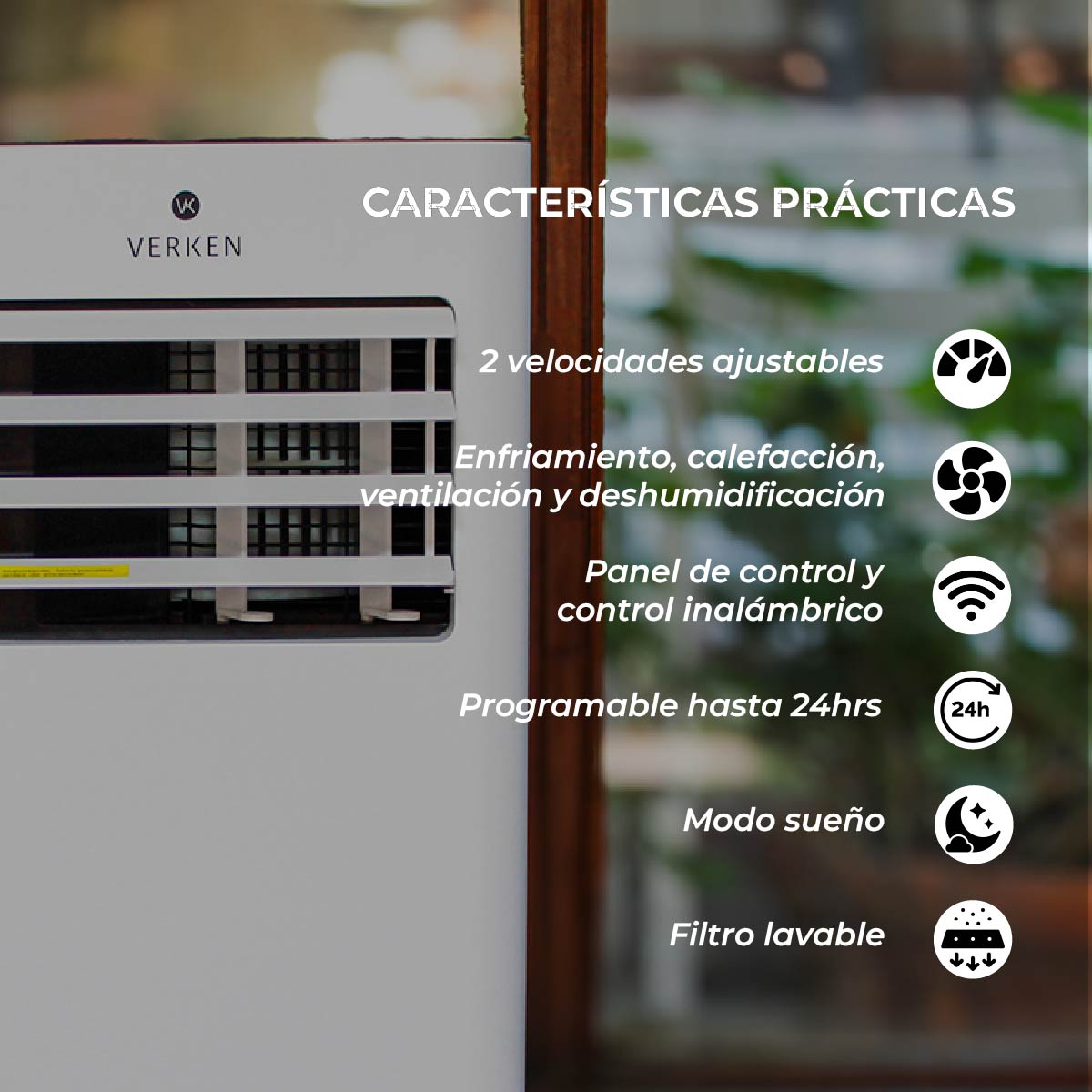 Aire Acondicionado Portátil Calefactor 4 en 1 - 9.000 BTU Frio / Calor Zermatt + Kit Ventana Corrediza 1,76 mt