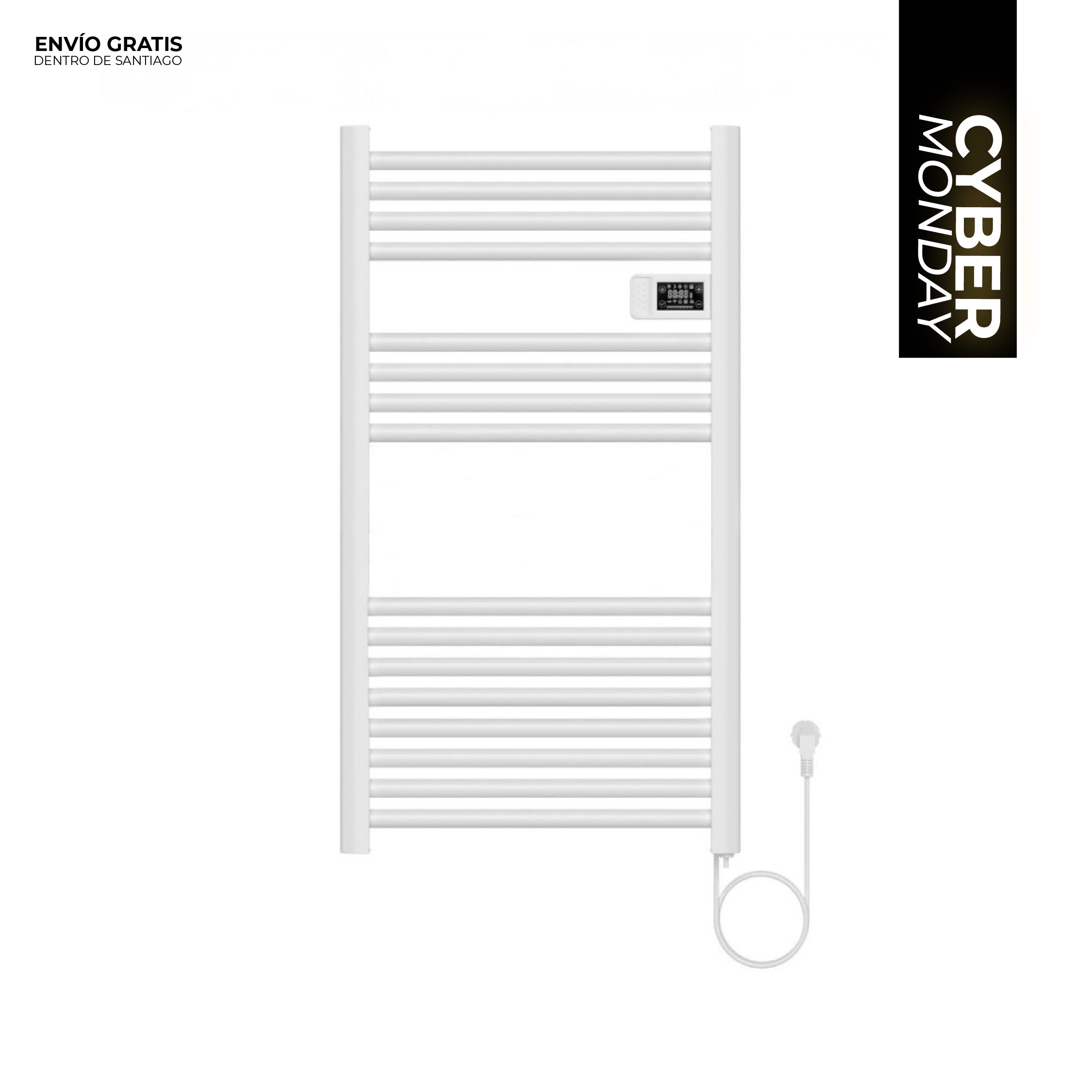 Calefactor Secador de Toallas Eléctrico para Baño Programable 500 w Mural 88x54 cm Vesubio Blanco
