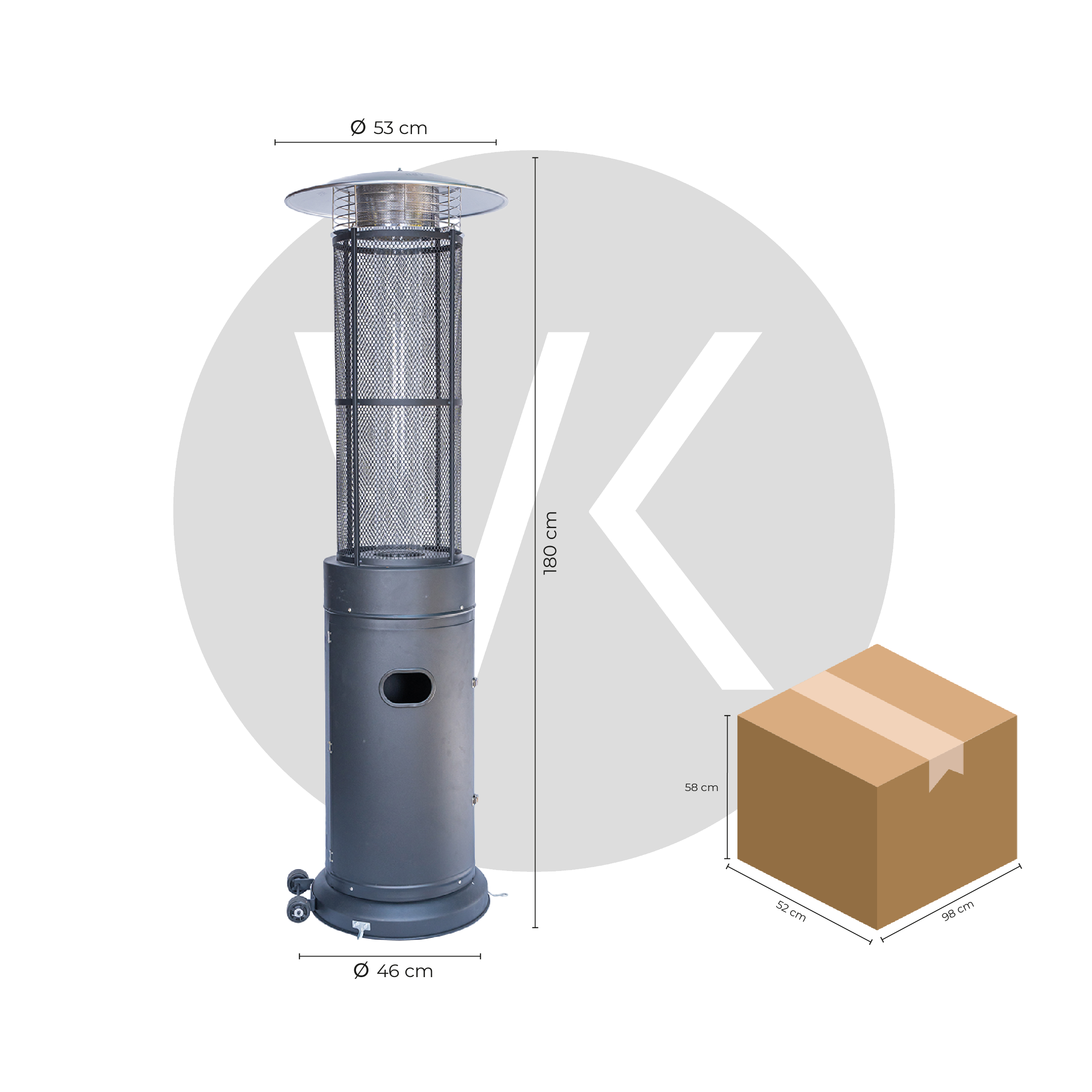 Estufa Exterior Gas Mork - Mate | Calefactor Gas para Terrazas y Patios
