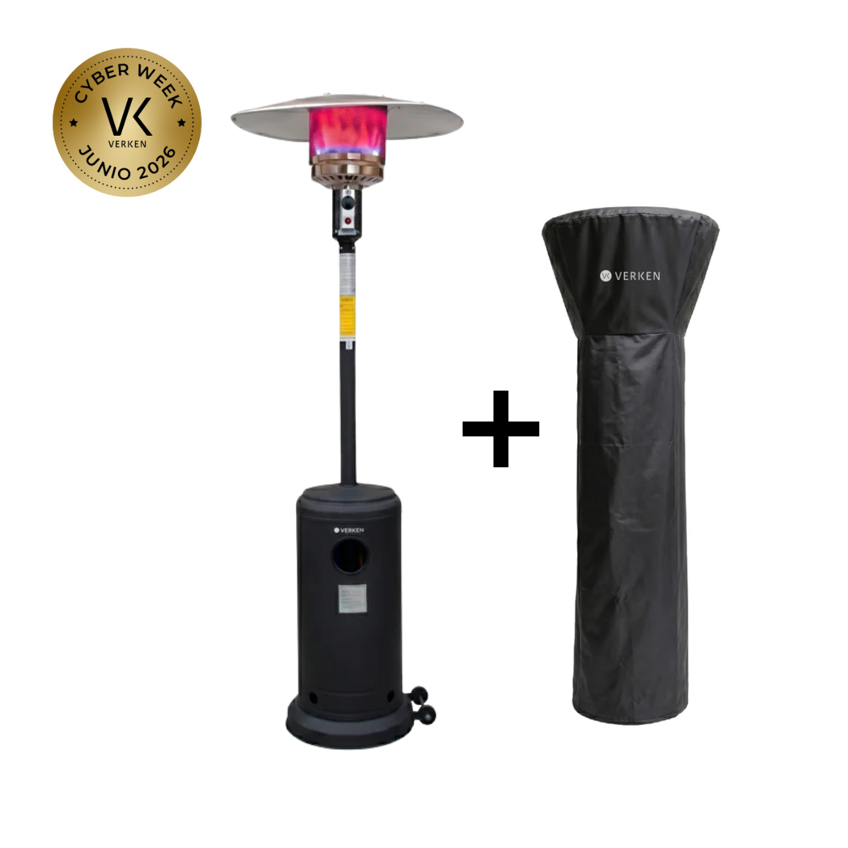 Estufa Exterior Gas Svart Pro - Negro Mate + Cobertor
