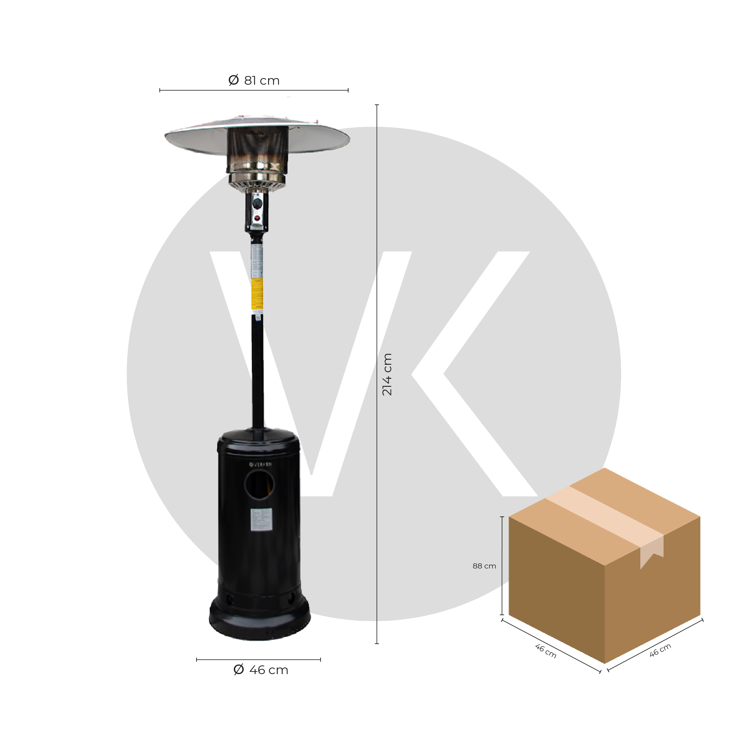 Estufa Exterior Gas Svart Pro - Negro | Calefactor Gas para Terrazas y Patios