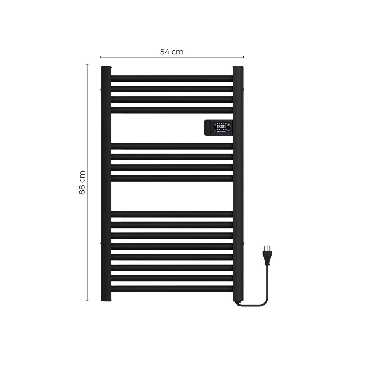 Calefactor Secador de Toallas Eléctrico para Baño Programable 500 w Mural 88x54 cm Vesubio Negro